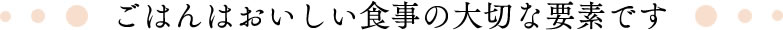 ごはんはおいしい食事の大切な要素です
